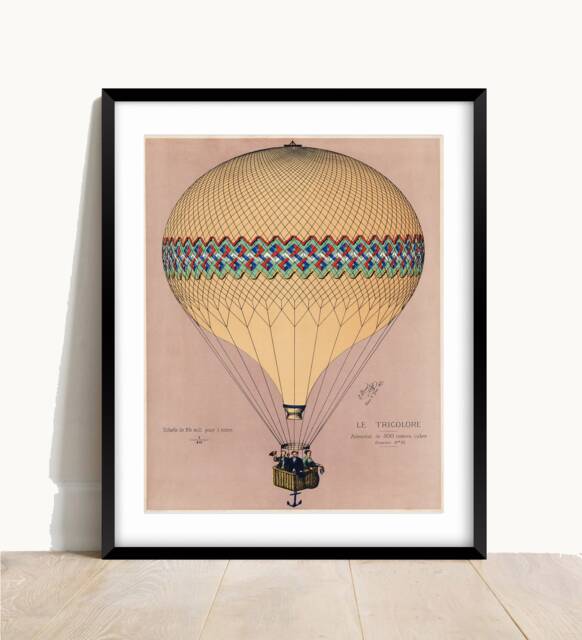 Vintage Hot Air Balloon Print French Wall Art - A4/A3 by Etsy ...