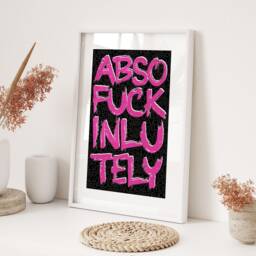 Absofuckinlutely Pink & White Framed Wall Art Print Living Room Bedroom Home Decor Modern Quote Gift Typography Statement Word - thumbnail 3