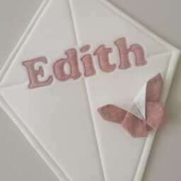 New Born Gift, Personalised Kite Wall Hanging in Cream Cotton Fabric, Nursery Decor With Fabric Bows Cream, Pink & Green - thumbnail 2