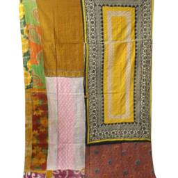Handmade Vintage Cotton Kantha Quilt Bohemian Throw Blanket - 56x80 Inch - thumbnail 3