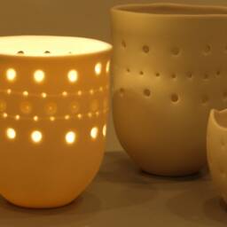 White Porcelain Candle Holder, Unique Piece - thumbnail 3