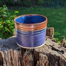 Handmade Ceramic Plant Pot Purple Glazed Pot With Copper Edge Detail, Houseplant Pot - thumbnail 3