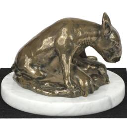 Bull Terrier, Dog White Marble Base Statue, Limited Edition, Artdog. Made Of Cold Cast Bronze. Perfect Gift. Limited Edition - thumbnail 3