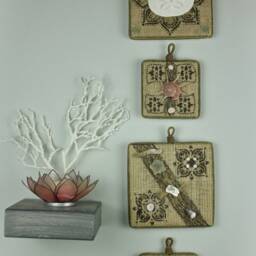 Seashell Wall Art - Set Of 4, Burlap Beach Wall, Sand Dollar Picture, Shell - thumbnail 2