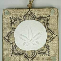 Seashell Wall Art - Set Of 4, Burlap Beach Wall, Sand Dollar Picture, Shell - thumbnail 3