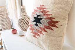 Zapotec Woven Wool Cushion, Decorative Throw Pillow, Mexican Textile Handwoven Pillow, Boho Throw Pillow