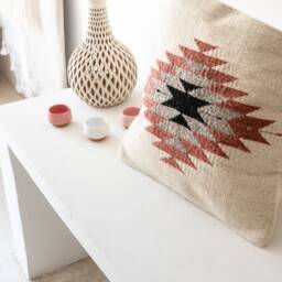 Zapotec Woven Wool Cushion, Decorative Throw Pillow, Mexican Textile Handwoven Pillow, Boho Throw Pillow - thumbnail 3