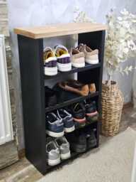 Narrow Solid Wood Shoe Rack 22cm Deep Entryway Organizer