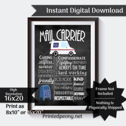 Mail Carrier Wall Art Gift For Mailman For Subway Printable Instant Download Lady - thumbnail 2