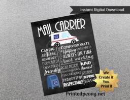 Mail Carrier Wall Art Gift For Mailman For Subway Printable Instant Download Lady - thumbnail 1