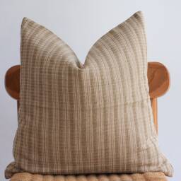 "Brown Striped Pillow Cover Hmong Batik Textile, Neutral Home Decor - 20"" X 20" - thumbnail 2