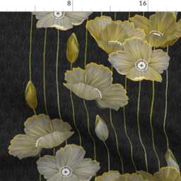 Art Deco Throw Blanket - Vintage 1920S Glam Floral Black Gold Flapper Roaring 20S Big Golden Poppies By J9Design - thumbnail 4