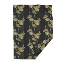 Art Deco Throw Blanket - Vintage 1920S Glam Floral Black Gold Flapper Roaring 20S Big Golden Poppies By J9Design - thumbnail 2