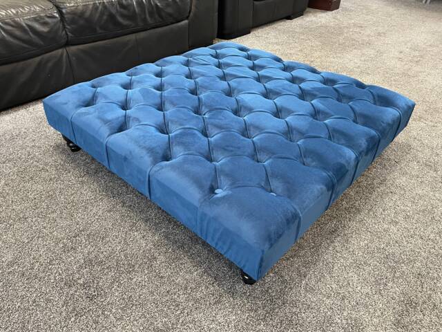 Handmade Chesterfield Square Footstool Coffee Table in Plush Soft Velvet - image 1