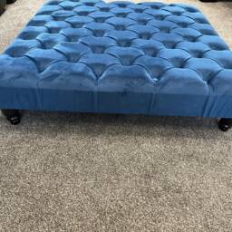 Handmade Chesterfield Square Footstool Coffee Table in Plush Soft Velvet - thumbnail 2