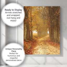 Golden Autumn Tree Lined Country Path Canvas Wall Art Print Decor Picture Ready To Hang - thumbnail 3