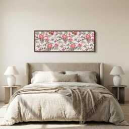 Classic Botanical Pattern Long Horizontal Wall Art Wide Canvas For Living Room Decorative Floral Repeat Artwork - thumbnail 3