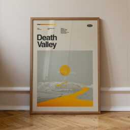 Death Valley National Park Mid-Century Travel Poster, Abstract Minimalist Art Print, California Poster - thumbnail 1