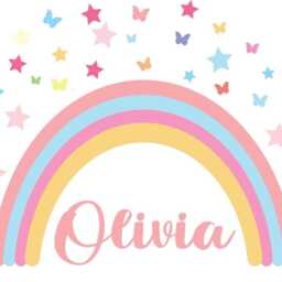 Personalise Rainbow Hearts Butterflies Wall Mural Stickers Nursery Bedroom Set - thumbnail 3