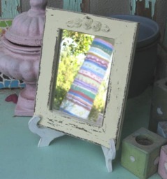 Yellow Wooden Mirror On A Stand - thumbnail 2