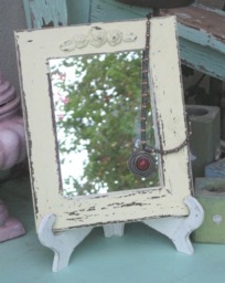 Yellow Wooden Mirror On A Stand - thumbnail 3