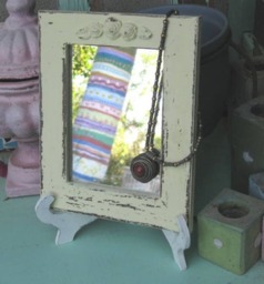 Yellow Wooden Mirror On A Stand - thumbnail 1