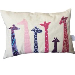 Personalized Whimsical Giraffe Pillow Safari Nursery Decor, Colorful Animal Accent Cushion, Baby Girl Room Throw Pillow - thumbnail 2