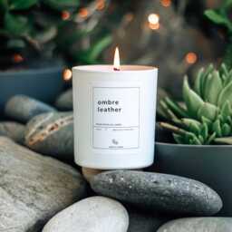 Ombr?? Leather Soy Candle Gift For Him Masculine Scented Modern Minimalist Home Decor Cabin Room Fragrance Men Christmas - thumbnail 2