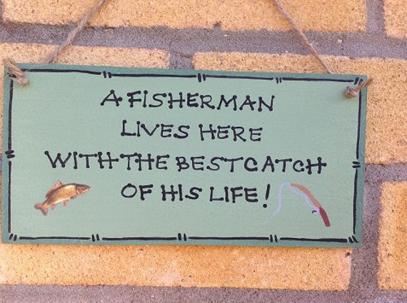 Fisherman Fishing Funny Sign Plaque Handmade Wood Wall Hanging