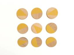 Yellow Geometric Wall Art Laser Cut Plywood Wooden Decor Scandi Boho Wallart Circles Hand Painted Modern Decorative Big Statement UK - thumbnail 1