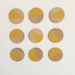 Yellow Geometric Wall Art Laser Cut Plywood Wooden Decor Scandi Boho Wallart Circles Hand Painted Modern Decorative Big Statement UK - thumbnail 2