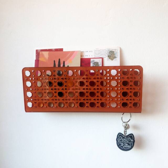Acrylic Rattan Cane Wall Mail Holder - image 1