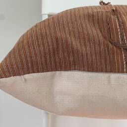 "Handwoven Hemp Pillow Cover Brown Karen Tribal Design - 24"" X 24" - thumbnail 3