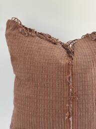 "Handwoven Hemp Pillow Cover Brown Karen Tribal Design - 24"" X 24" - thumbnail 1