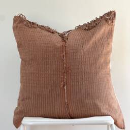 "Handwoven Hemp Pillow Cover Brown Karen Tribal Design - 24"" X 24" - thumbnail 2