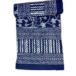 Rectangular Hand Stamped Indigo Block Printed Bedsheet With 2 Zipped Pillow Covers Soft Comfy Bedspread House Blessing Gift - 6090 B29 - thumbnail 2