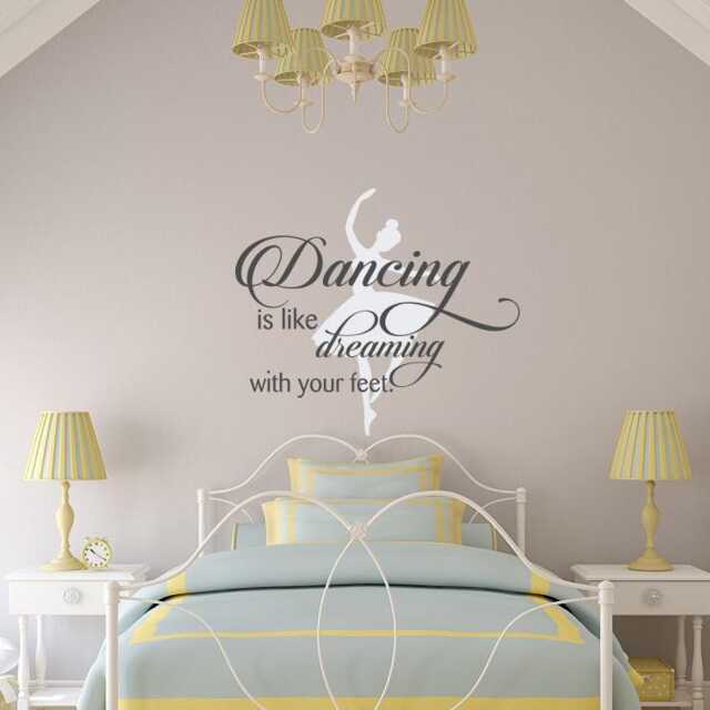 Dance Quote Wall Decal Ballerina Dancing Is Dreaming With Your Feet Ww45 - image 1