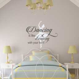 Dance Quote Wall Decal Ballerina Dancing Is Dreaming With Your Feet Ww45 - thumbnail 1