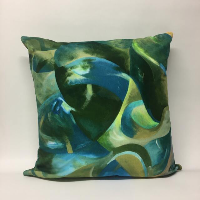 Velvet Printed, Turquoise, Green + Blue Cushion 50 X cms - image 1