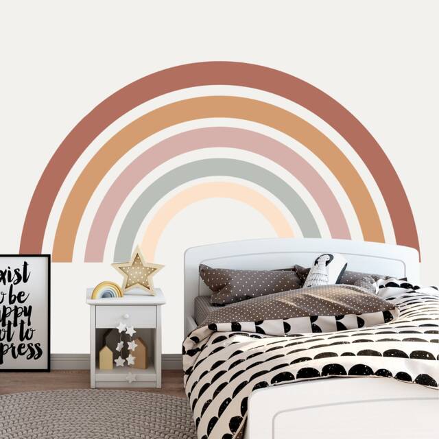 Rainbow Wall Decal Large For Toddler Room - Sticker Nursery Baby Gift Neutral Kids Decor Girl Bedroom - image 1