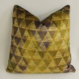 Zoffany - Zais Bronze/Indigo Emerald Contemporary Geometric Velvet Cushion Cover Handmade Throw Pillow Designer Home Decor - thumbnail 3