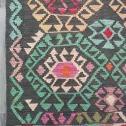 Handmade Afghan Kilim Rug, Geometric Tribal Design, Multicolour Artisan Persian Turkish Flatweave, Natural Wool, 150x98 cm - thumbnail 2