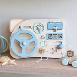 Personalised Montessori Wooden Steering Wheel Busy Board - Toddler Sensory Toy - thumbnail 2