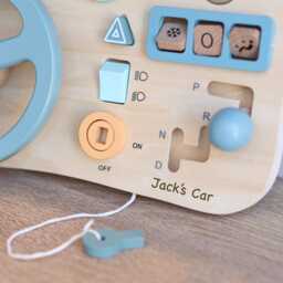 Personalised Montessori Wooden Steering Wheel Busy Board - Toddler Sensory Toy - thumbnail 3