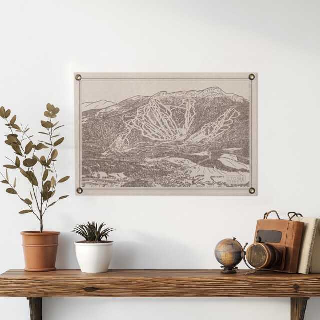 stowe Vermont Mountain Trail Map Felt Poster Banner - Vintage Ski Snowboard Wall Art Gift. Flag Pennant Home Decor Usa Handmade - image 1