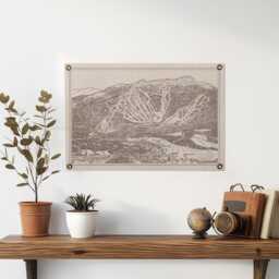 stowe Vermont Mountain Trail Map Felt Poster Banner - Vintage Ski Snowboard Wall Art Gift. Flag Pennant Home Decor Usa Handmade - thumbnail 1