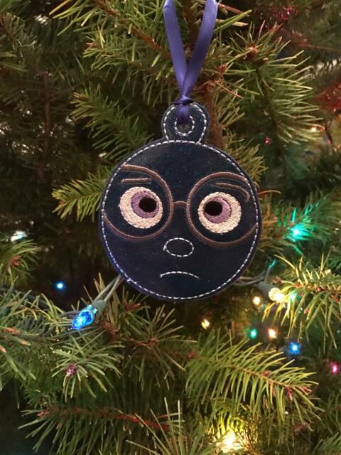 Ready To Ship Sadness Embroidered Christmas Ornament Or Bag Tag - image 1