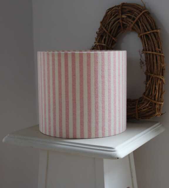 Cream & Rose Stripe. Luxury Drum Lamp Shade. Bespoke. Handmade Table Or Pendant Shades in 20cm Or 30cm - image 1