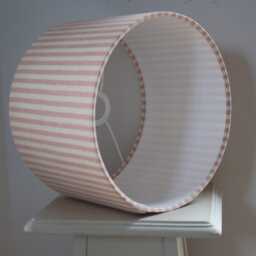 Cream & Rose Stripe. Luxury Drum Lamp Shade. Bespoke. Handmade Table Or Pendant Shades in 20cm Or 30cm - thumbnail 4