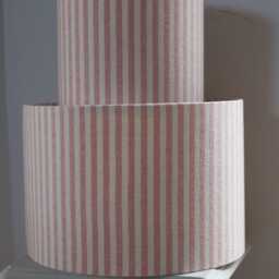 Cream & Rose Stripe. Luxury Drum Lamp Shade. Bespoke. Handmade Table Or Pendant Shades in 20cm Or 30cm - thumbnail 2